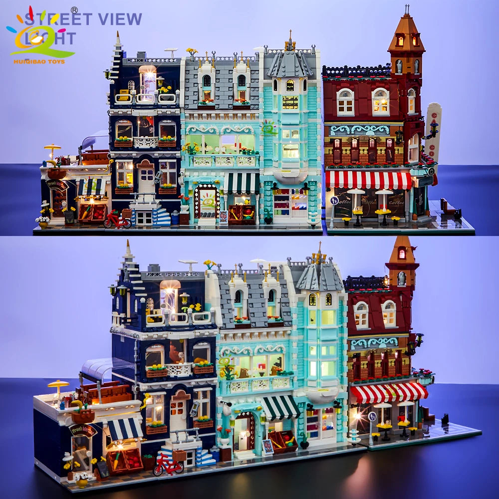 HUIQIBAO MOC City Coffee Shop Building Blocks HUIQIBAO MOC City Coffee Shop Building Blocks