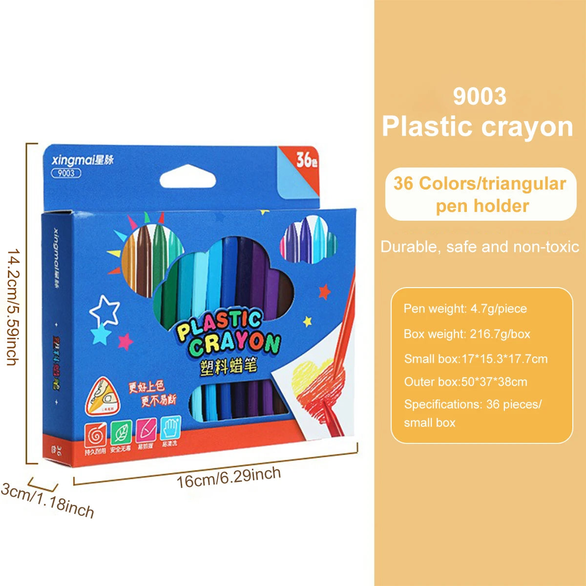 Washable Plastic Crayons – 12/18/24/36 Colors Washable Plastic Crayons – 12/18/24/36 Colors