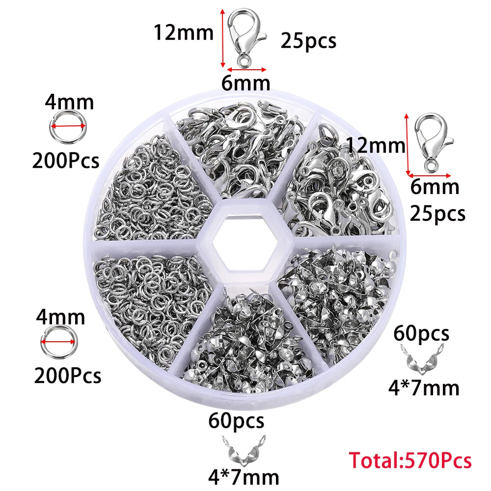 Jewelry Findings Kit – 210–400pcs Clasps, Crimps, Jump Rings & Beads Jewelry Findings Kit – 210–400pcs Clasps, Crimps, Jump Rings & Beads