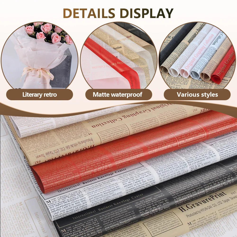 20 Sheets Vintage English Newspaper Floral Gift Wrap Paper 20 Sheets Vintage English Newspaper Floral Gift Wrap Paper