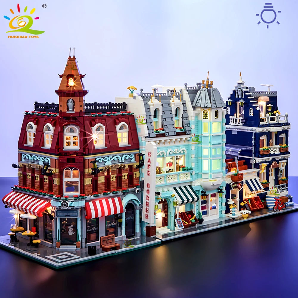 HUIQIBAO MOC City Coffee Shop Building Blocks HUIQIBAO MOC City Coffee Shop Building Blocks