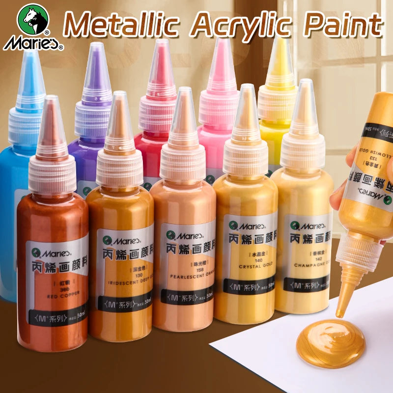 Marie's Metallic Acrylic Paint – 50ml Pearlescent Bottle Marie's Metallic Acrylic Paint – 50ml Pearlescent Bottle
