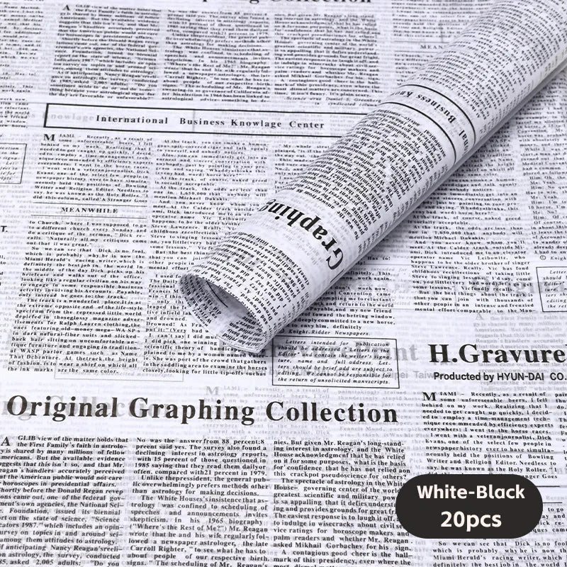 20 Sheets Vintage English Newspaper Floral Gift Wrap Paper 20 Sheets Vintage English Newspaper Floral Gift Wrap Paper
