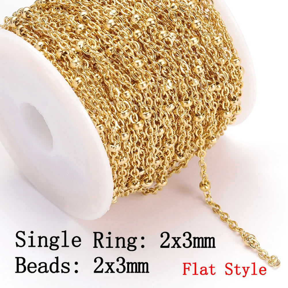 2m No-Fade Stainless Steel Chain – Gold Beaded Chain for DIY Jewelry 2m No-Fade Stainless Steel Chain – Gold Beaded Chain for DIY Jewelry