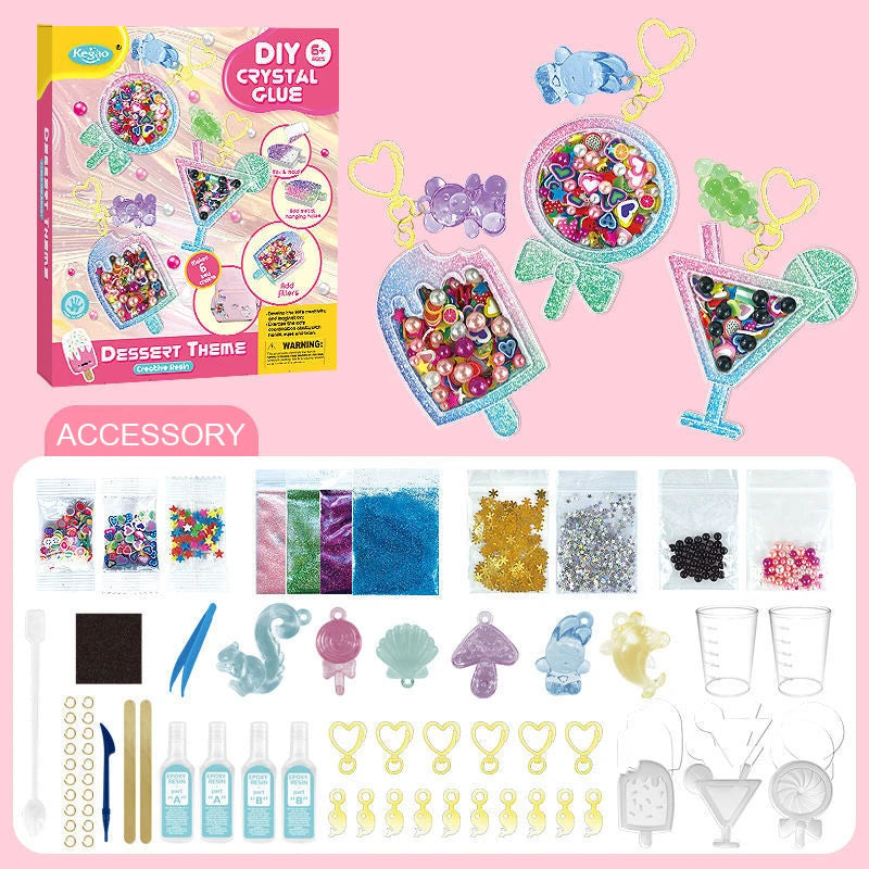 DIY Crystal Glue Keychain Craft Set for Girls DIY Crystal Glue Keychain Craft Set for Girls