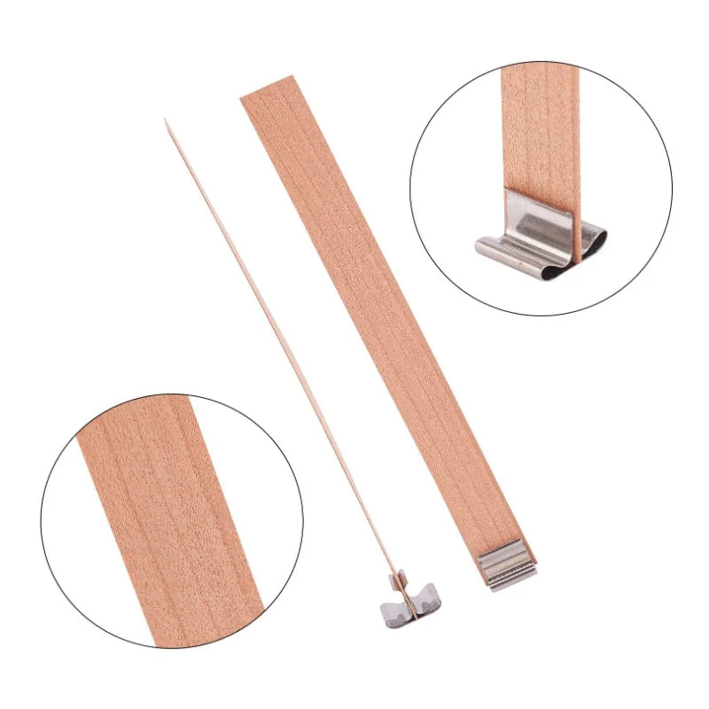 Wooden Candle Wick Set with Clips – 30/50pcs for DIY Jar Candles Wooden Candle Wick Set with Clips – 30/50pcs for DIY Jar Candles