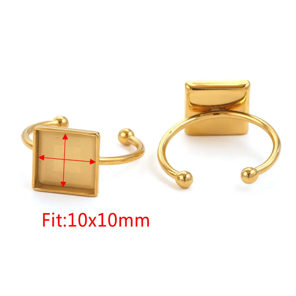 10pcs Adjustable Stainless Steel Ring Blanks 10pcs Adjustable Stainless Steel Ring Blanks