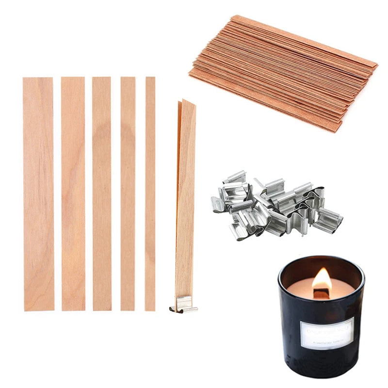 Wooden Candle Wick Set with Clips – 30/50pcs for DIY Jar Candles Wooden Candle Wick Set with Clips – 30/50pcs for DIY Jar Candles