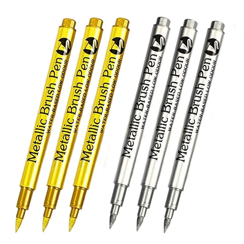 Metallic Permanent Marker Pens – 4/6pcs Gold & Silver for DIY Crafts Metallic Permanent Marker Pens – 4/6pcs Gold & Silver for DIY Crafts