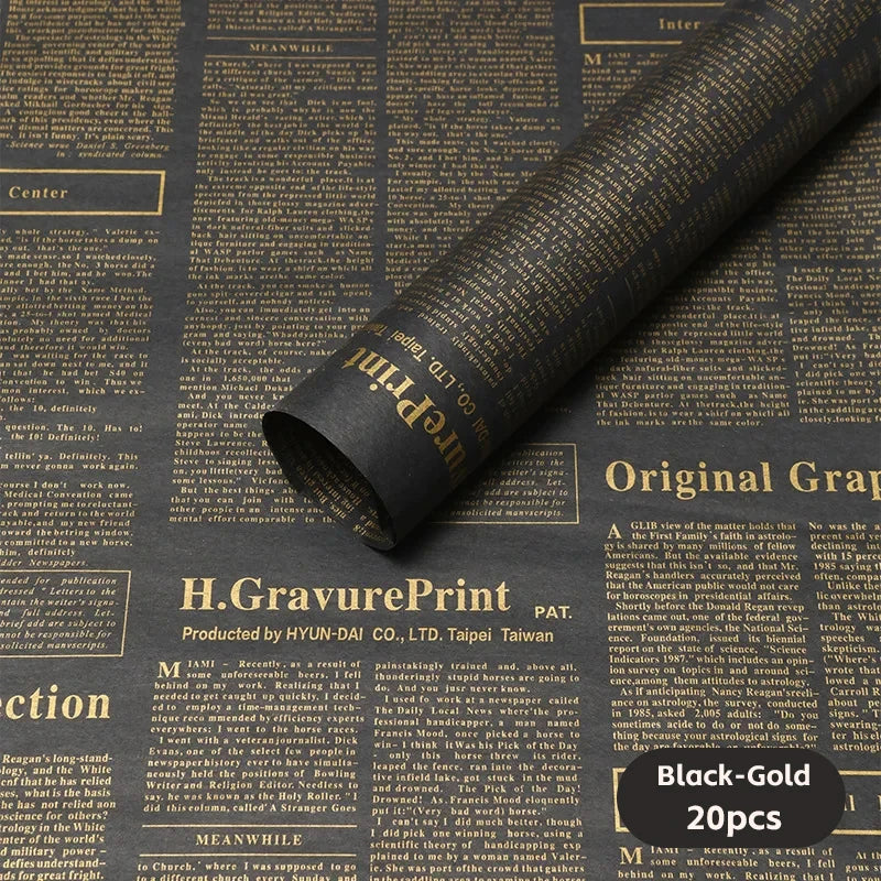 20 Sheets Vintage English Newspaper Floral Gift Wrap Paper 20 Sheets Vintage English Newspaper Floral Gift Wrap Paper