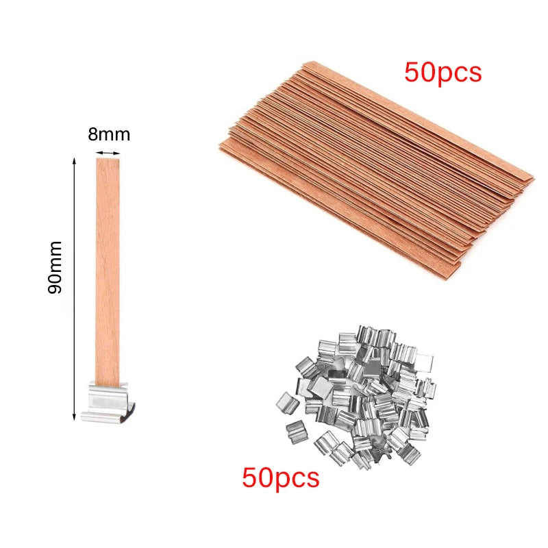 Wooden Candle Wick Set with Clips – 30/50pcs for DIY Jar Candles Wooden Candle Wick Set with Clips – 30/50pcs for DIY Jar Candles