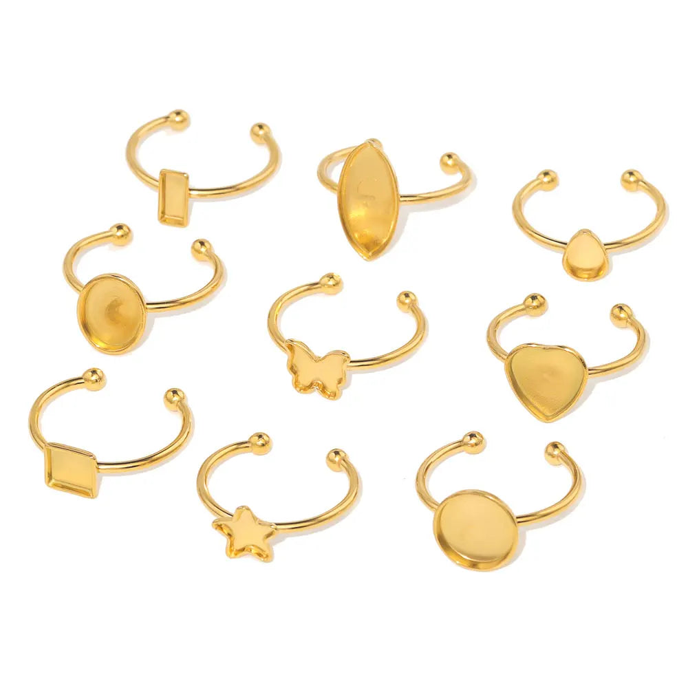 10pcs Adjustable Stainless Steel Ring Blanks 10pcs Adjustable Stainless Steel Ring Blanks