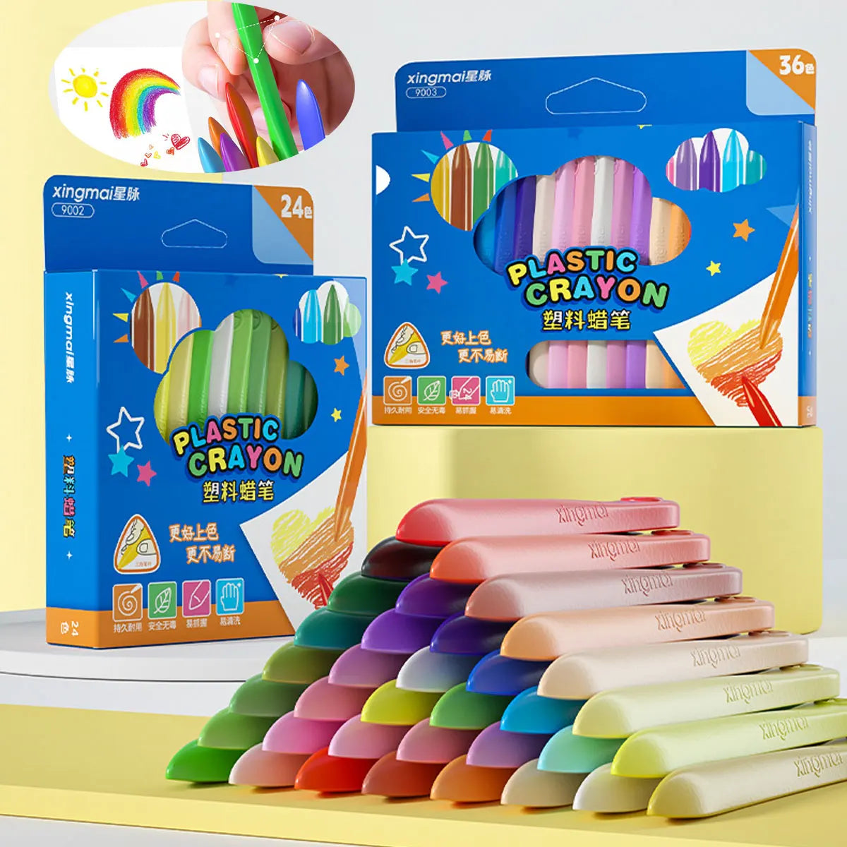 Washable Plastic Crayons – 12/18/24/36 Colors Washable Plastic Crayons – 12/18/24/36 Colors