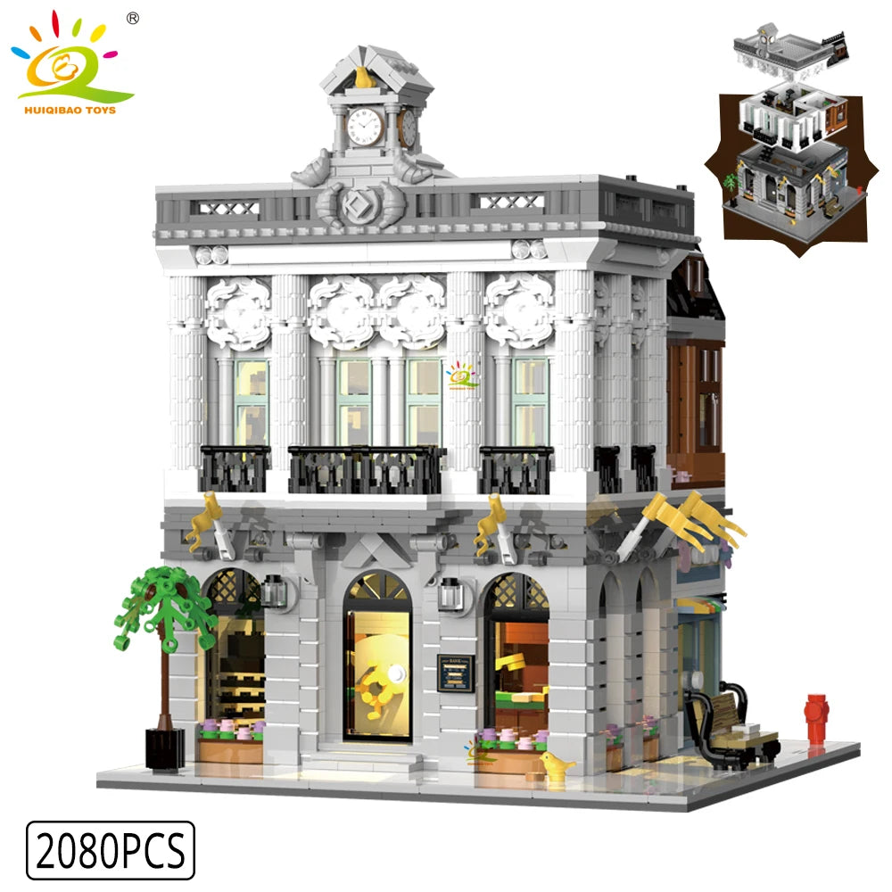 HUIQIBAO MOC City Coffee Shop Building Blocks HUIQIBAO MOC City Coffee Shop Building Blocks