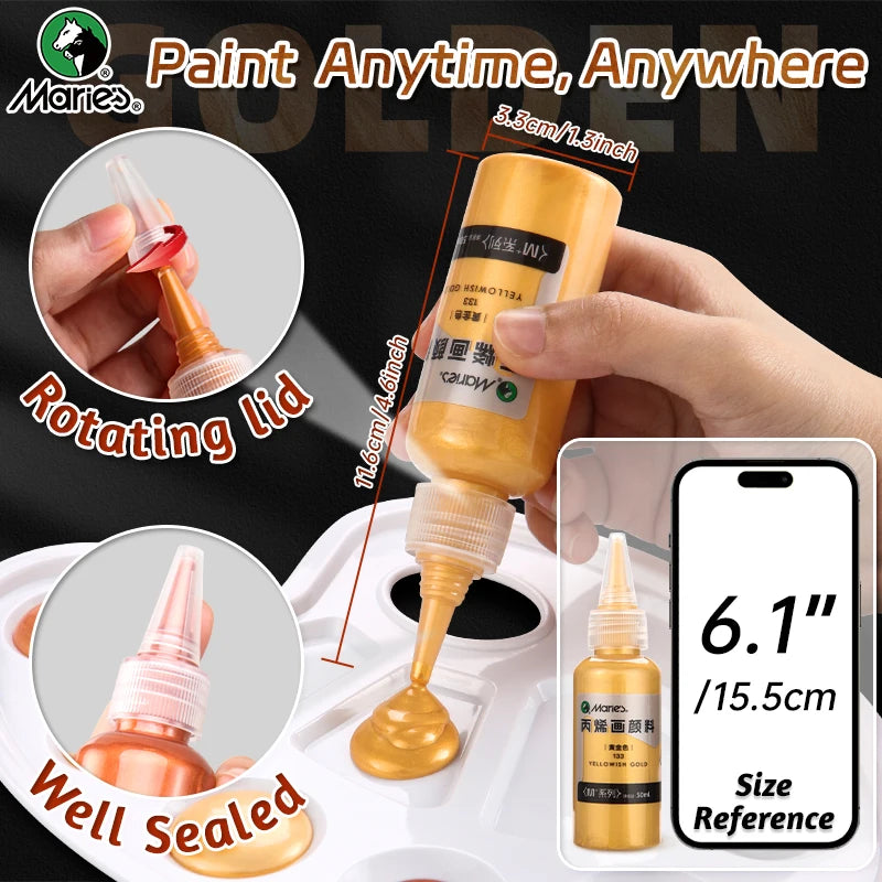 Marie's Metallic Acrylic Paint – 50ml Pearlescent Bottle Marie's Metallic Acrylic Paint – 50ml Pearlescent Bottle