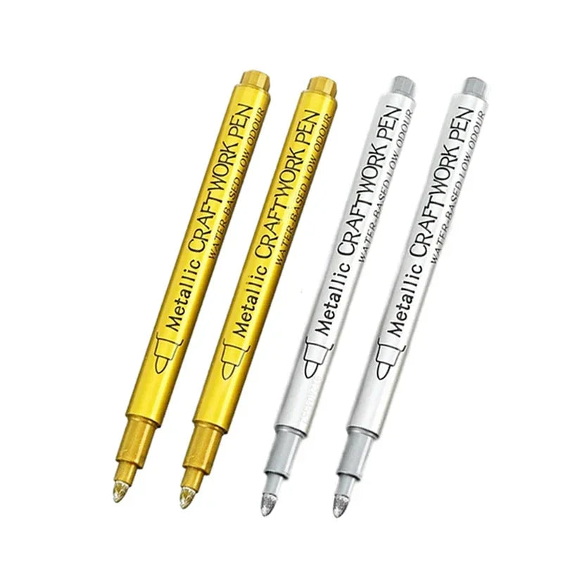 Metallic Permanent Marker Pens – 4/6pcs Gold & Silver for DIY Crafts Metallic Permanent Marker Pens – 4/6pcs Gold & Silver for DIY Crafts