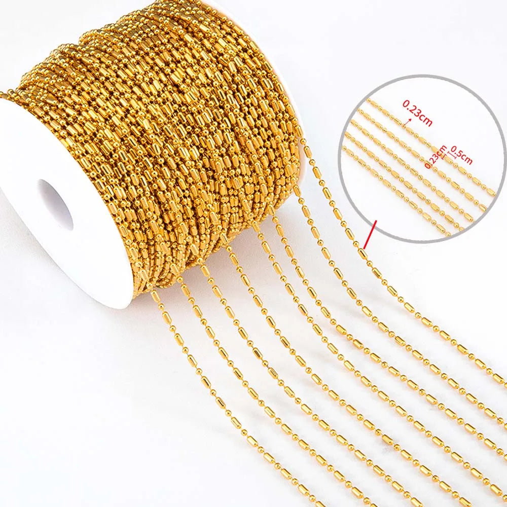 2m No-Fade Stainless Steel Chain – Gold Beaded Chain for DIY Jewelry 2m No-Fade Stainless Steel Chain – Gold Beaded Chain for DIY Jewelry