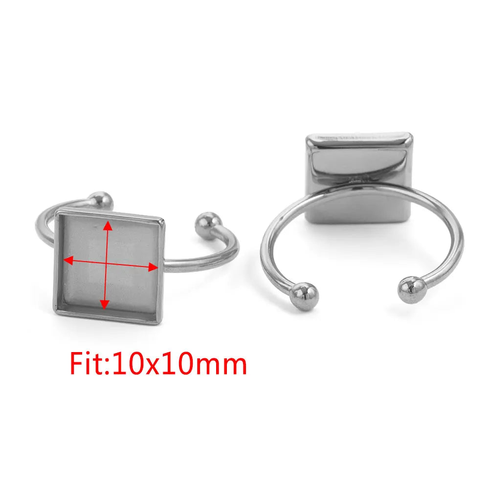 10pcs Adjustable Stainless Steel Ring Blanks 10pcs Adjustable Stainless Steel Ring Blanks