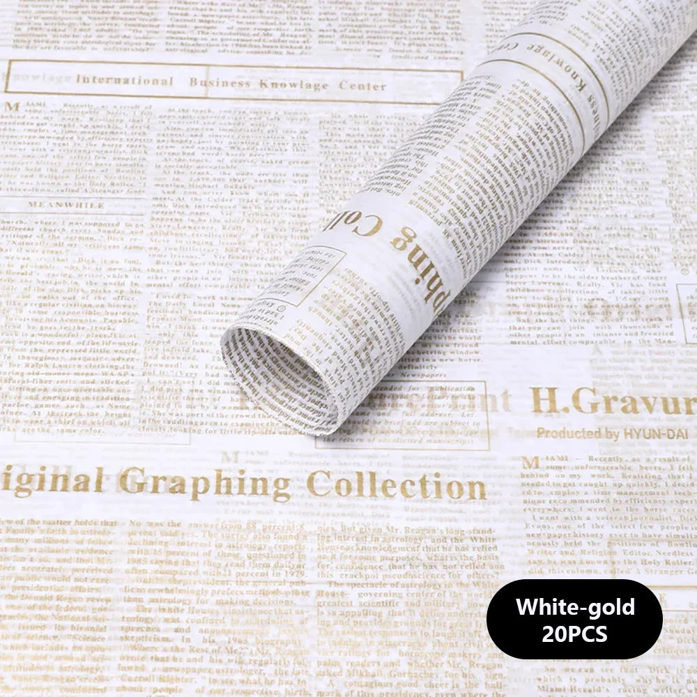 20 Sheets Vintage English Newspaper Floral Gift Wrap Paper 20 Sheets Vintage English Newspaper Floral Gift Wrap Paper