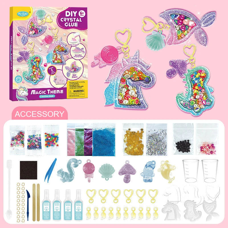 DIY Crystal Glue Keychain Craft Set for Girls DIY Crystal Glue Keychain Craft Set for Girls