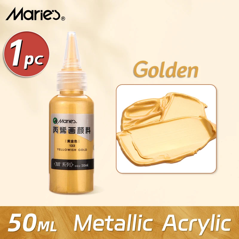 Marie's Metallic Acrylic Paint – 50ml Pearlescent Bottle Marie's Metallic Acrylic Paint – 50ml Pearlescent Bottle