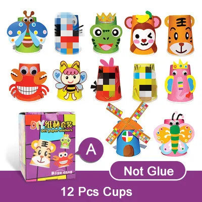 12pcs Kids 3D Paper Cup Craft Kit