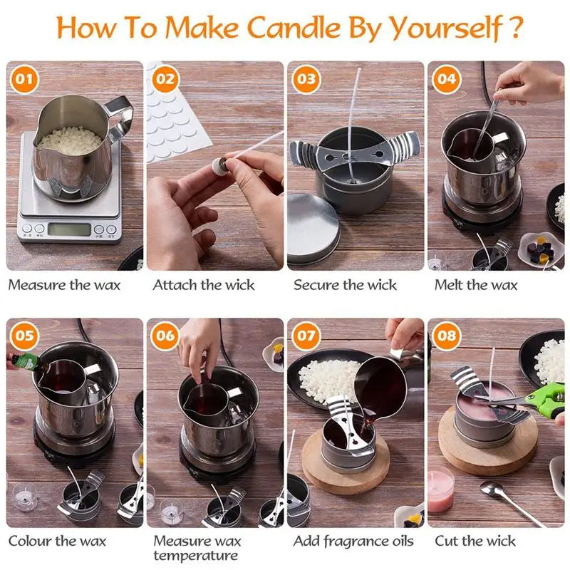 DIY Candle Making Kit with Pouring Pot &amp; Wicks