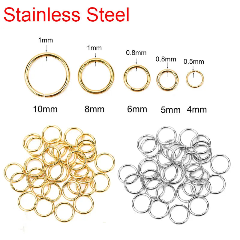 50–100pcs PVD Stainless Steel Jump Rings