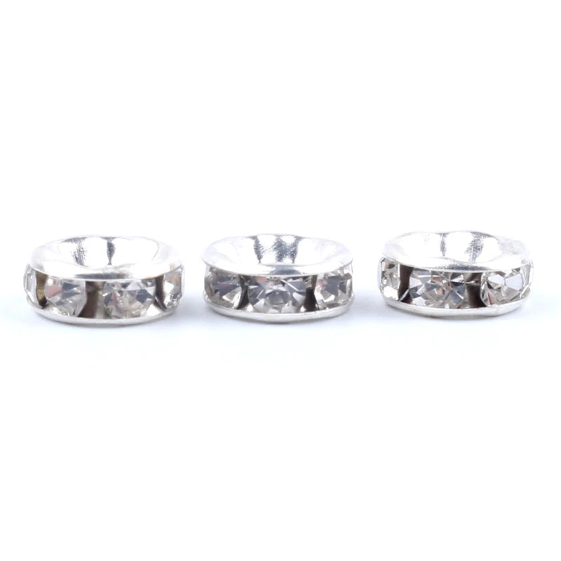 50pcs Gold Rhinestone Spacer Beads