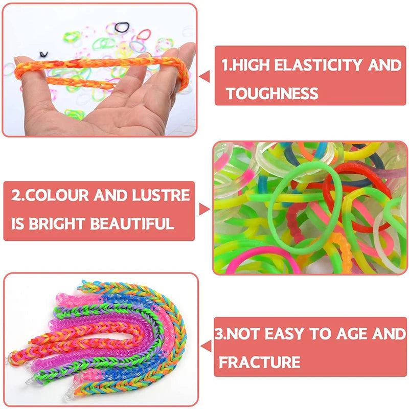 Colorful Loom Bands Kit – 600–1500+ Pcs