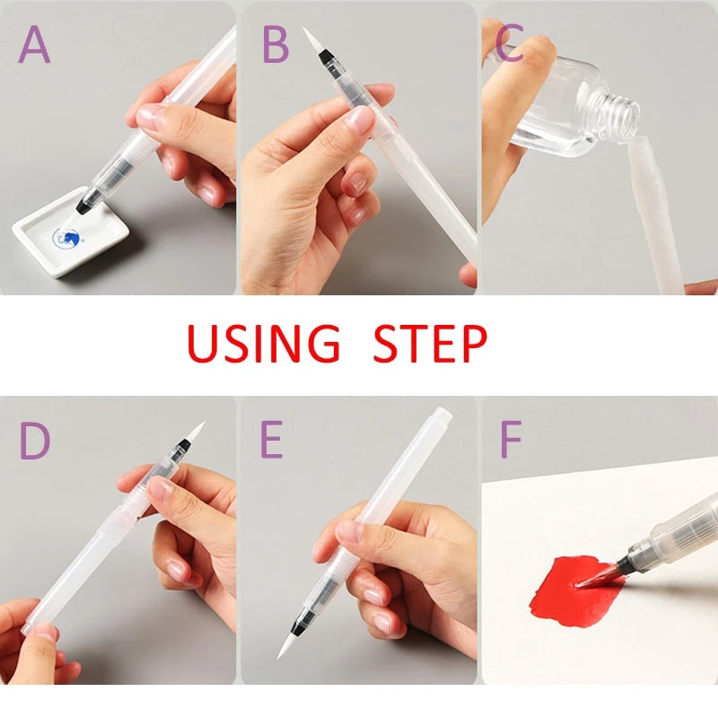 Refillable Water Brush Pen – Soft Tip for Watercolor &amp; Calligraphy