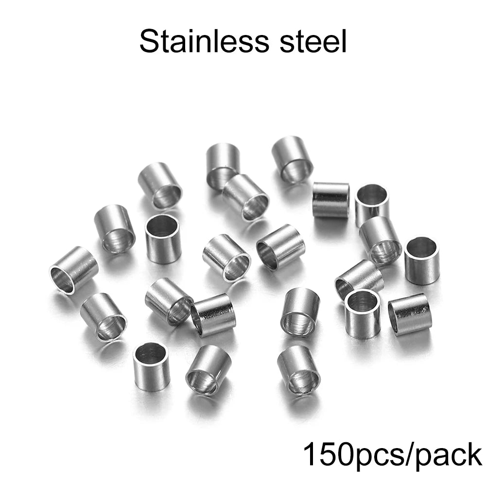 150–500pcs Gold Copper Crimp Tube Beads