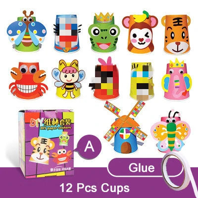12pcs Kids 3D Paper Cup Craft Kit