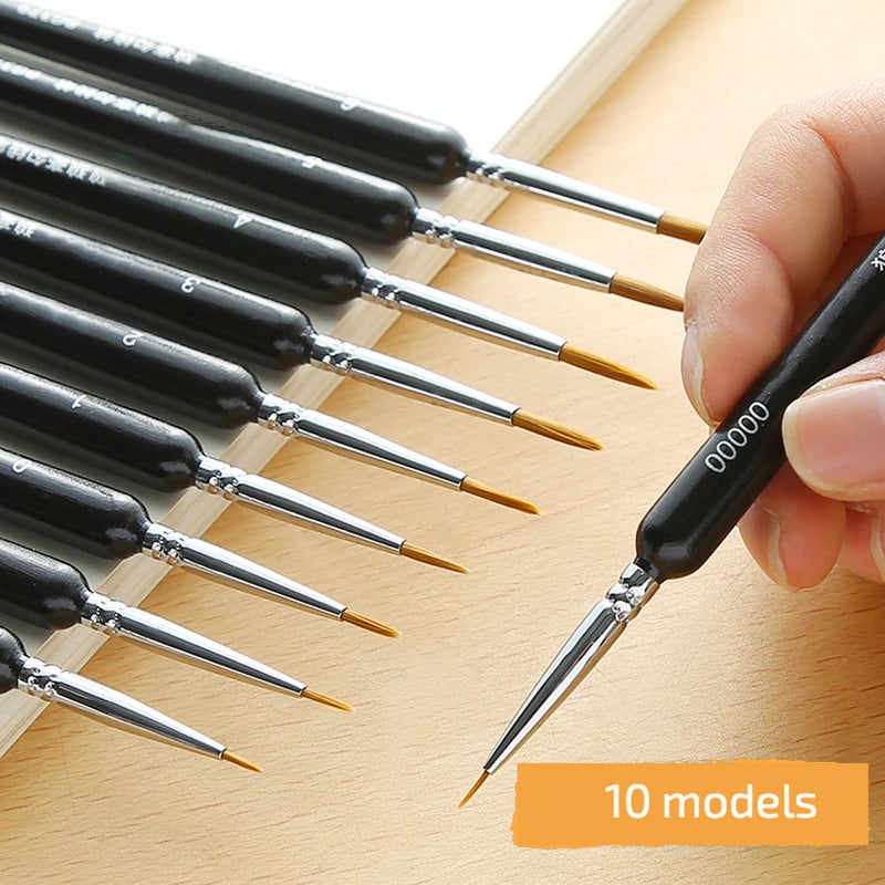 10-Piece Miniature Weasel Hair Detail Brush Set