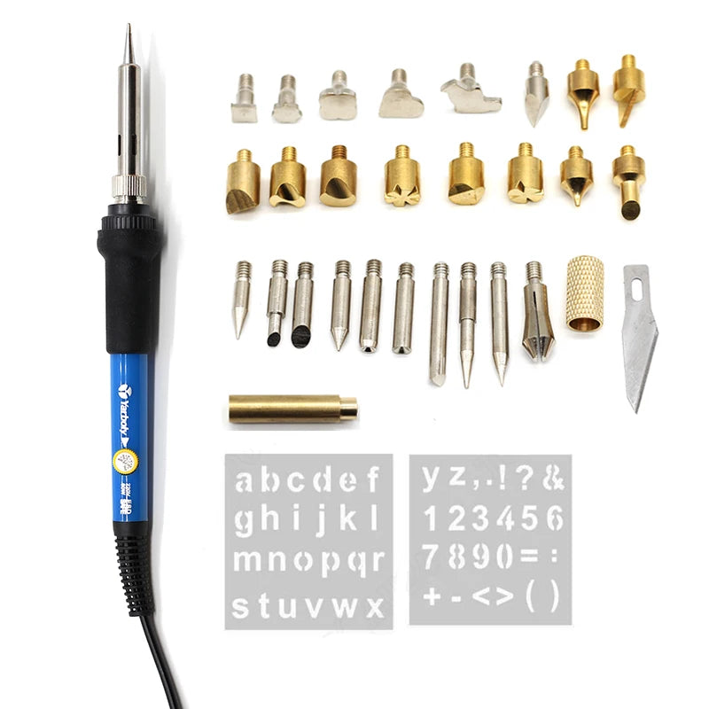 Wood Burning Kit – Adjustable Temperature Pyrography Pen (60W, EU Plug)