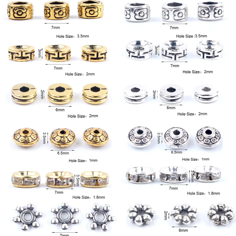 50pcs Gold Rhinestone Spacer Beads