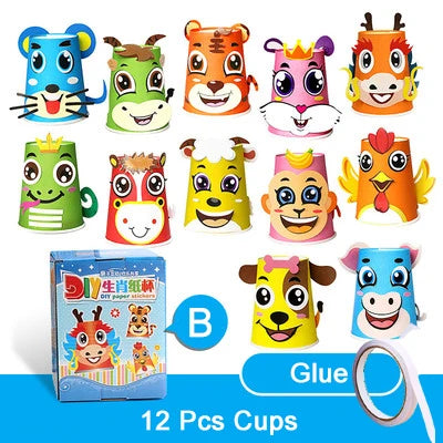 12pcs Kids 3D Paper Cup Craft Kit