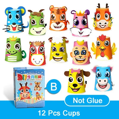 12pcs Kids 3D Paper Cup Craft Kit