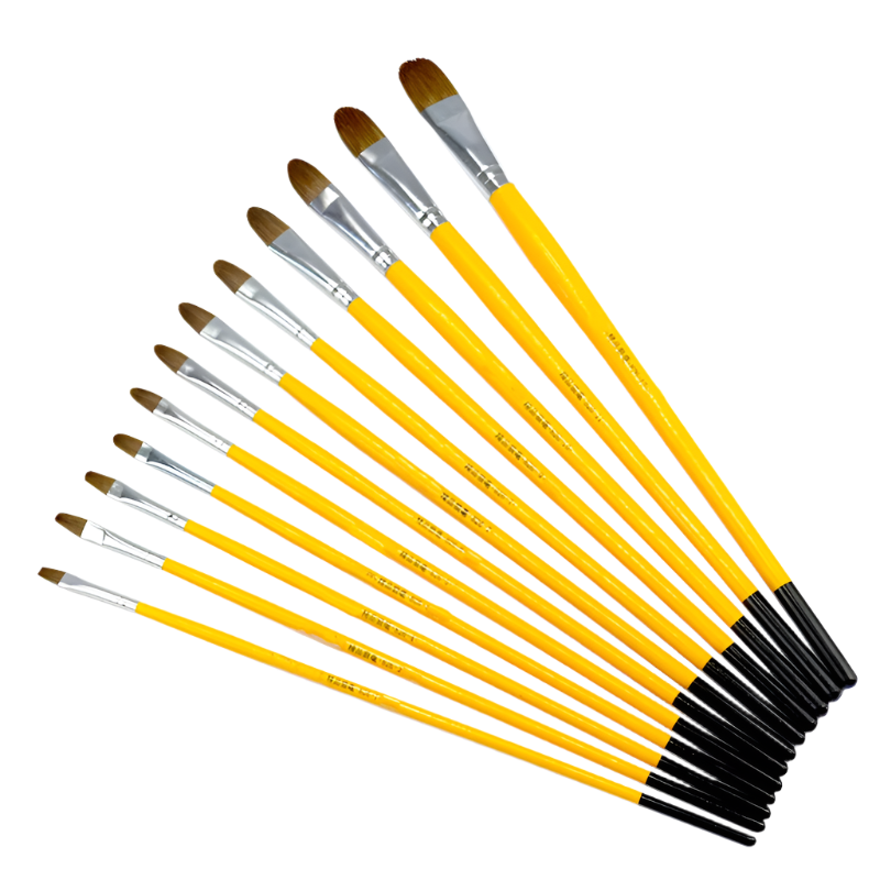 6pcs Weasel Hair Paint Brush Set with Long Wooden Handles