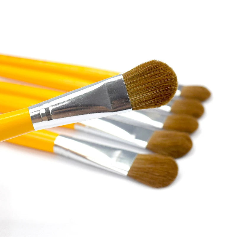 6pcs Weasel Hair Paint Brush Set with Long Wooden Handles