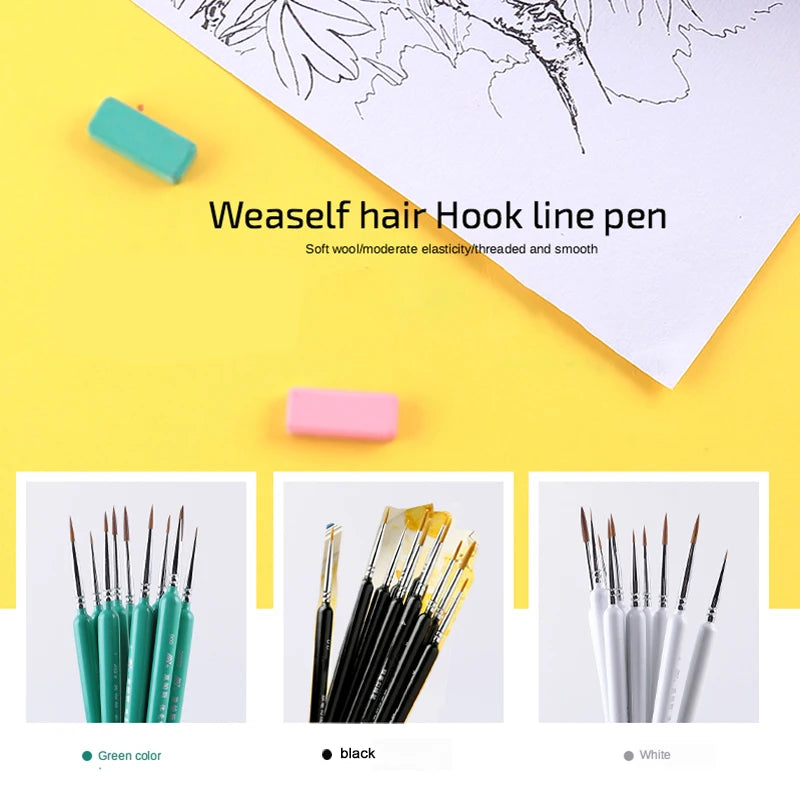10-Piece Miniature Weasel Hair Detail Brush Set