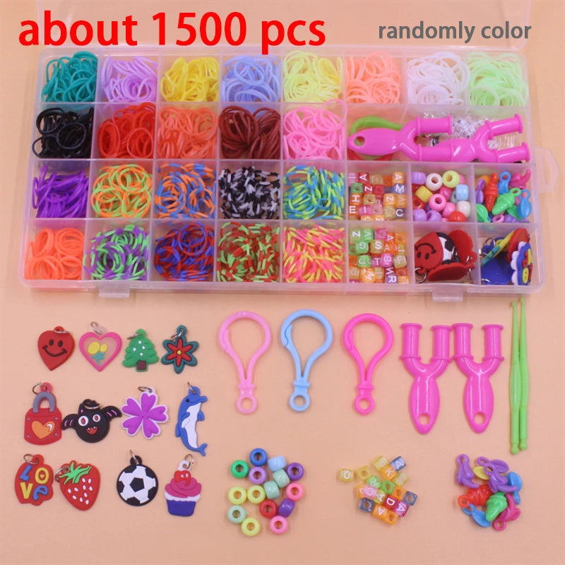 Colorful Loom Bands Kit – 600–1500+ Pcs