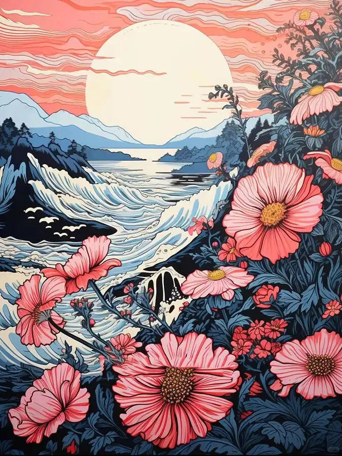 Huacan Sea Sunset Diamond Painting Kit – Full Drill Mosaic Set