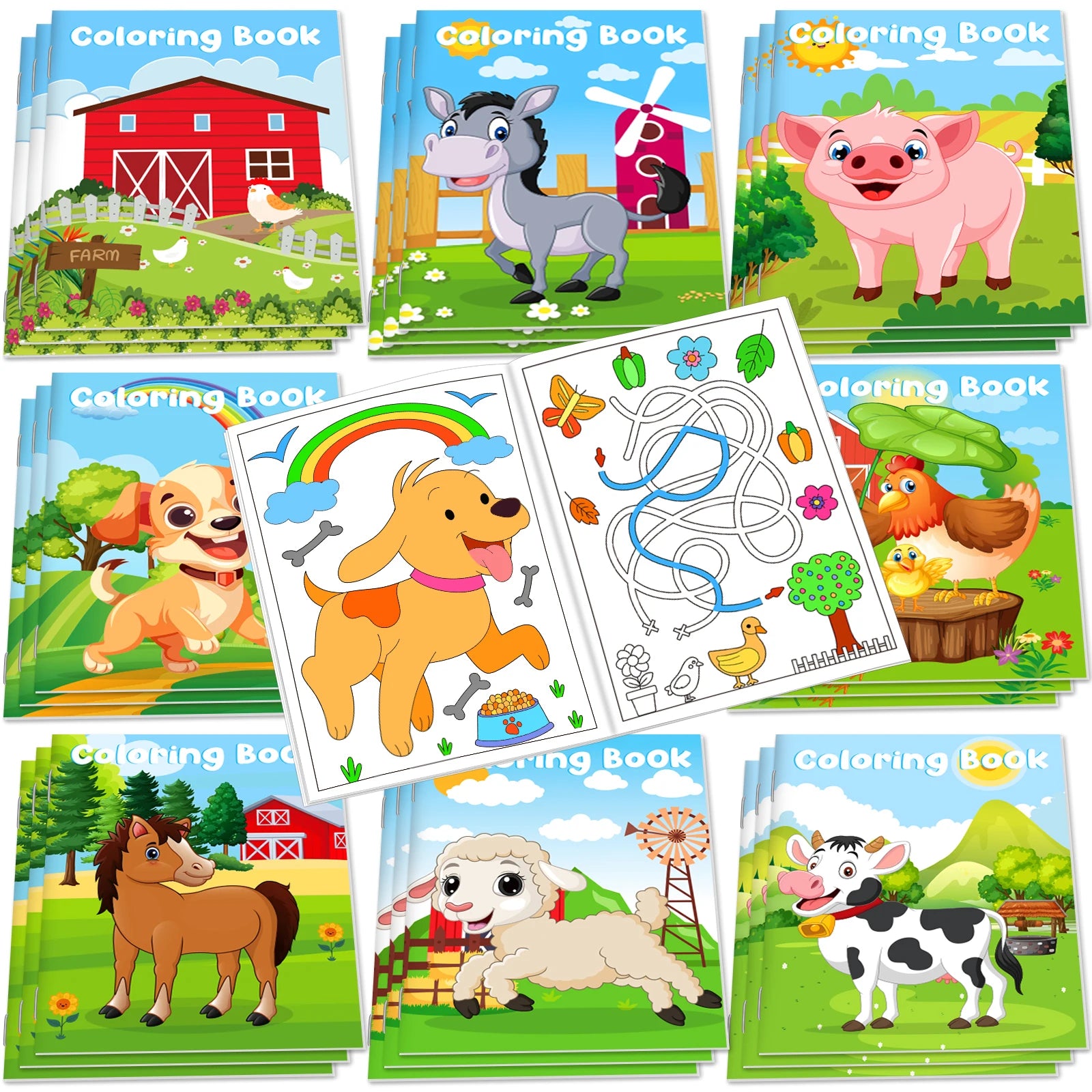 24pcs Farm Animal Mini Coloring Books for Kids