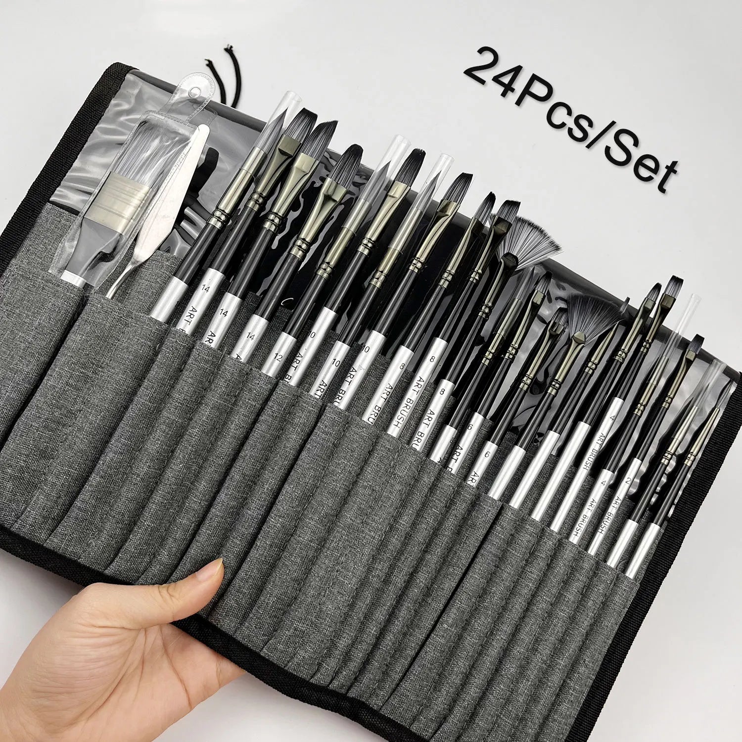 24-Piece Mixed Media Artist Brush Set with Palette Knife