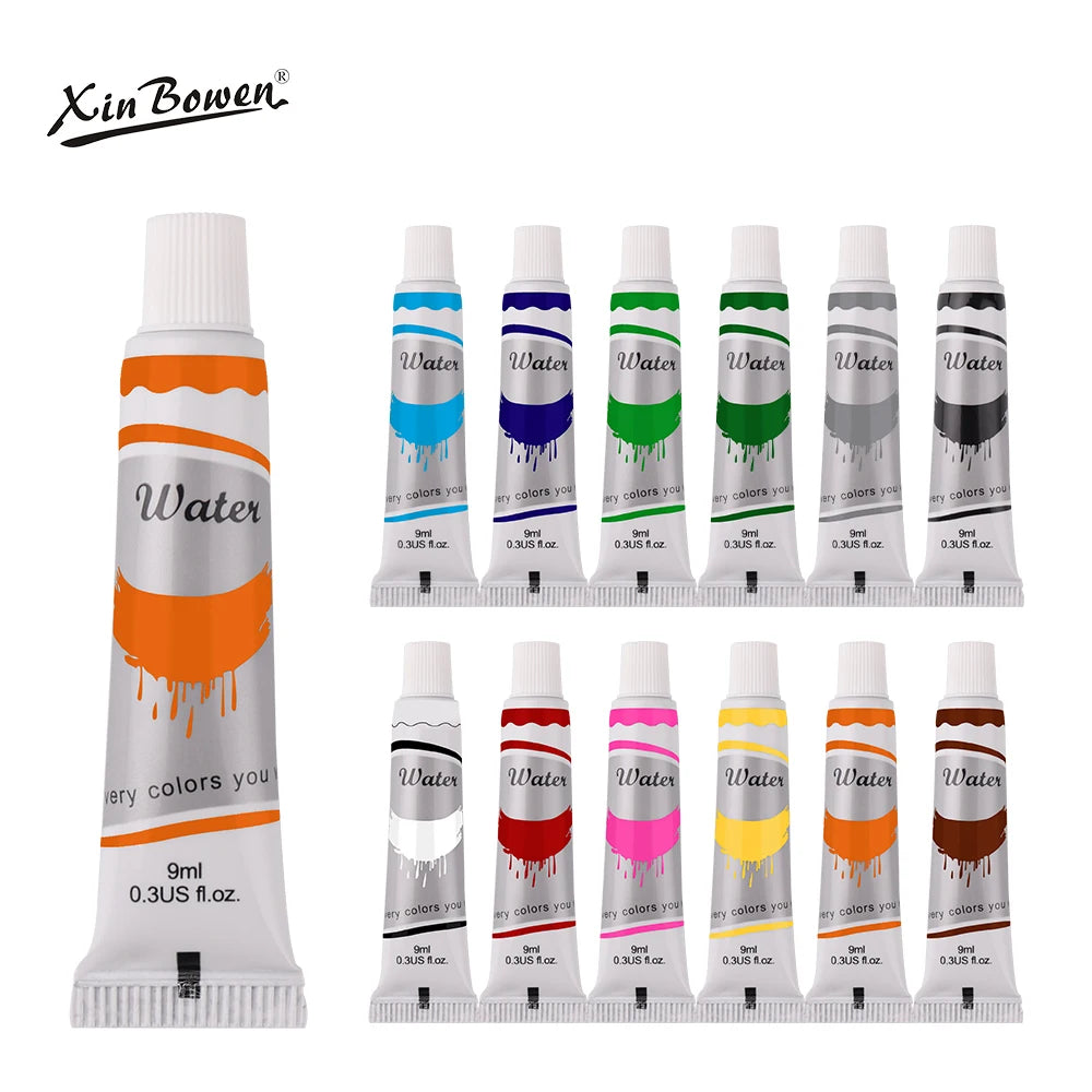 12-Color Student Watercolor Paint Set – 9mL Tubes
