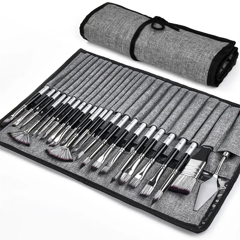 24-Piece Mixed Media Artist Brush Set with Palette Knife