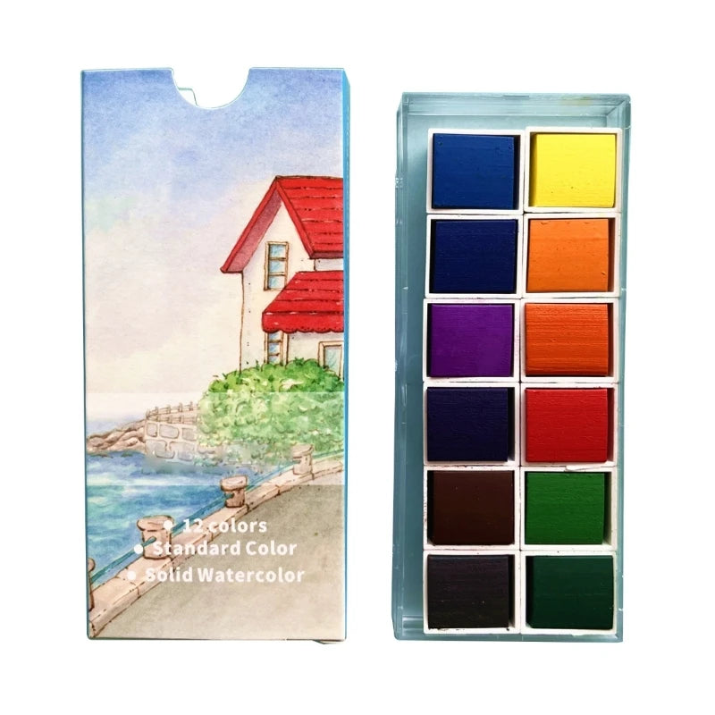 Portable 12-Color Retro Watercolor Set