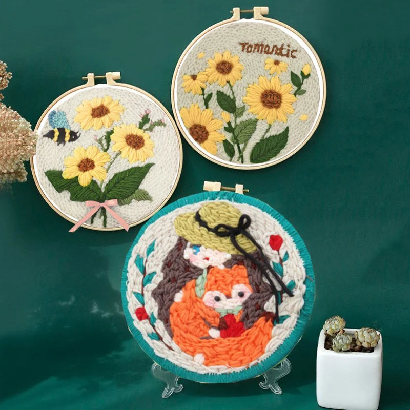 Craft Punch Needle Starter Kit – Sunflower Pattern Rug Set