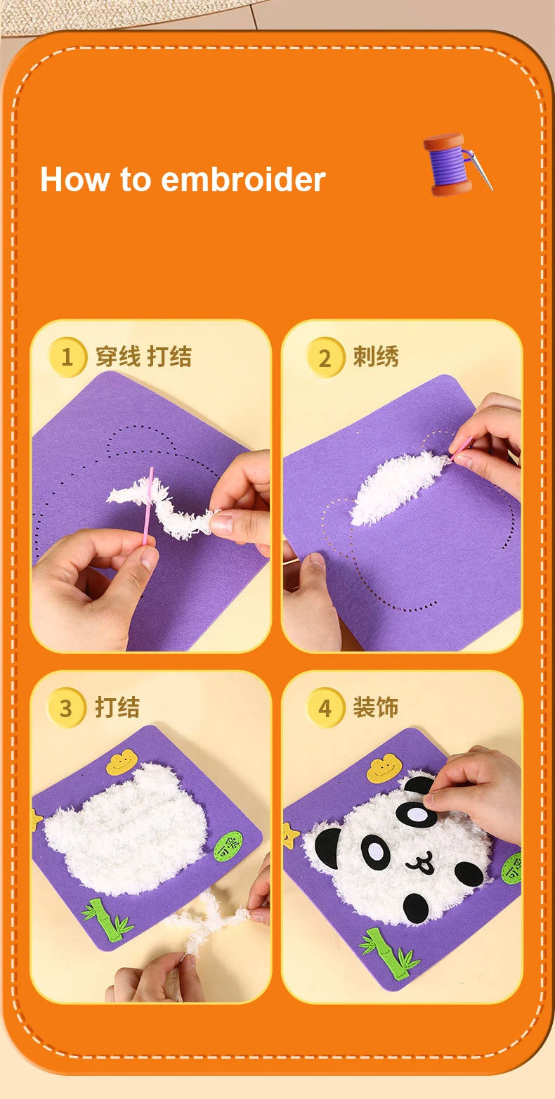 Cartoon Animal Punch Needle Kit – Pig, Rabbit, Bear